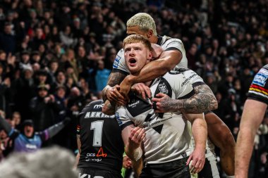 Hull FC 'den Harvey Barron, 14 Şubat 2026' da İngiltere 'nin Hull şehrindeki MKM Stadyumu' nda oynanan Betfred Süper Lig 1.