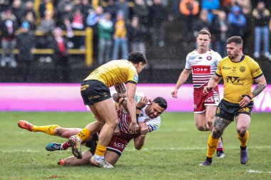 Wigan Warriors 'dan Bevan French, 15 Şubat 2026 tarihinde OneBore Stadyumu, Castleford, Birleşik Krallık' ta oynanan Betfred Süper Lig 1.