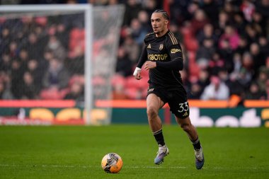 Fulham 'dan Antonee Robinson, 15 Şubat 2026 tarihinde İngiltere' nin Trent kentindeki Stoke On Trent Stadyumu 'nda oynanan 4.