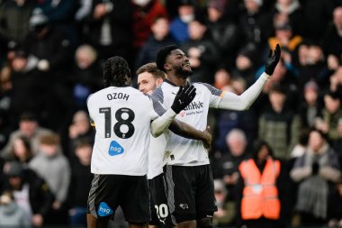 Derby County 'den Patrick Agyemang, 14 Şubat 2026' da İngiltere 'nin Pride Park Stadyumu' nda oynanan Derby County - Swansea City maçında 2-0 'lık galibiyet golünü kutluyor.
