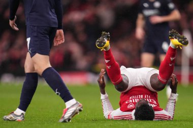 Arsenal takımından Bukayo Saka, 15 Şubat 2026 tarihinde Birleşik Krallık 'ın Emirates kentinde oynanan 4.