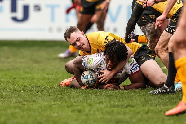 Wigan Warriors 'dan Junior Nsemba, 15 Şubat 2026 tarihinde OneBore Stadyumu, Castleford, Birleşik Krallık' ta oynanan Betfred Süper Lig 1.