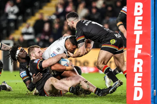 Hull FC 'den Herman Ese' ese, 14 Şubat 2026 tarihinde İngiltere 'nin Hull kentindeki MKM Stadyumu' nda oynanan Betfred Süper Lig 1.