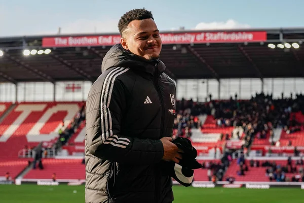 Fulham 'dan Rodrigo Muniz, 15 Şubat 2026 tarihinde İngiltere' nin Trent kentindeki Stoke On Trent Stadyumu 'nda oynanan 4.