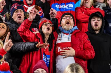 Hull KR taraftarları 19 Şubat 2026 tarihinde İngiltere 'nin Hull kentindeki MKM Stadyumu' nda oynanan Dünya Kulüpler Kupası 2026 Dünya Kulüpler Kupası 'nda Hull KR-Brisbane Broncos karşılaşmasını kazandıktan sonra kutlama yaptılar.