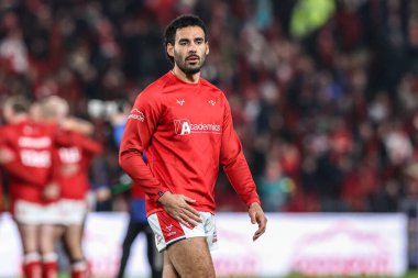 Tyrone May of Hull KR, 19 Şubat 2026 tarihinde MKM Stadyumu, Hull, Birleşik Krallık 'ta oynanan Dünya Kulüpler Kupası 2026 karşılaşmasında ısınma turunda Hull KR ile Brisbane Broncos karşılaşacak.