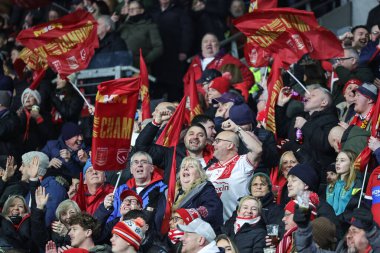 Hull KR taraftarları, Hull KR 'den Oliver Gildart' ın 19 Şubat 2026 tarihinde İngiltere 'nin Hull KR takımının Brisbane Broncos' a karşı oynadığı Dünya Kulüpler Kupası 'nda denemelerini kutladılar.