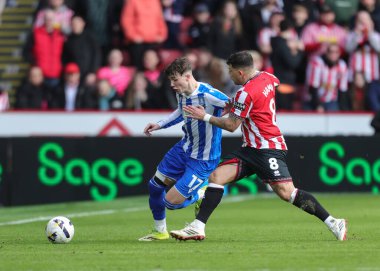 Sheffield Wednesday 'den Charlie McNeill ve Sheffield United takımından Gustavo Hamer 22 Şubat 2026' da Sheffield, İngiltere 'de Sheffield Lane' e karşı Çarşamba günü oynanan Gökyüzü İddia Şampiyonası maçında top için savaştılar.