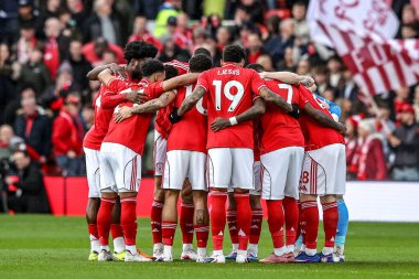 Nottingham Ormanı Premier Lig maçı sırasında Nottingham Ormanı Liverpool 'a karşı 22 Şubat 2026' da Nottingham, İngiltere 'de bir takım toplantısı düzenledi.