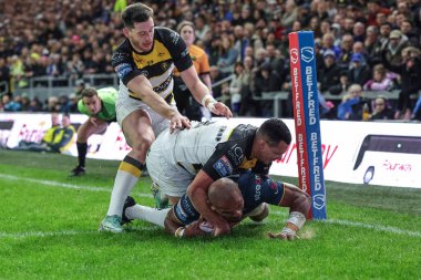 Maika Sivo of Leeds Rhinos goes over for a try on his home debut during the Betfred Super League Round 2 match Leeds Rhinos vs York Knights at AMT Headingley Stadium, Leeds, United Kingdom on 20 February 2026