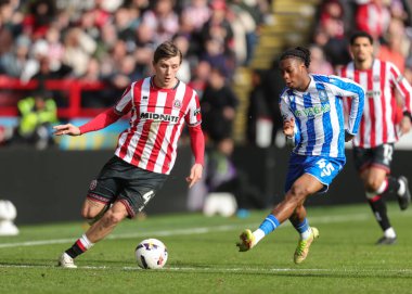Sheffield United takımından Sydie Peck 22 Şubat 2026 'da Sheffield, İngiltere' deki Bramall Lane 'de Sheffield United' a karşı oynanan Gökyüzü İddia Şampiyonası maçında topu aldı.