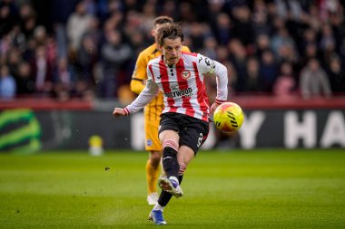 Brentford 'dan Mathias Jensen, 21 Şubat 2026 tarihinde İngiltere' nin GTECH Community Stadyumu 'nda oynanan Premier League karşılaşmasında Brentford - Brighton & Hove Albion maçında gol attı.