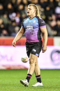 Hull FC 'den Brad Fash, 21 Şubat 2026' da İngiltere 'nin Wigan şehrindeki Brick Community Stadyumu' nda oynanan Betfred Süper Lig maçında Wigan Warriors vs Hull FC maçında ısındı.