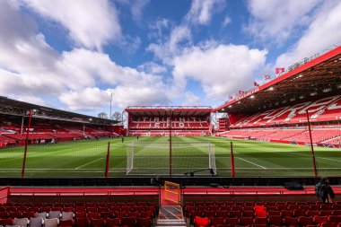 22 Şubat 2026 'da İngiltere' nin Nottingham City Ground kentinde oynanan Premier League karşılaşması öncesinde City Ground 'un genel görünümü Nottingham Forest' a karşı Liverpool 'dur.
