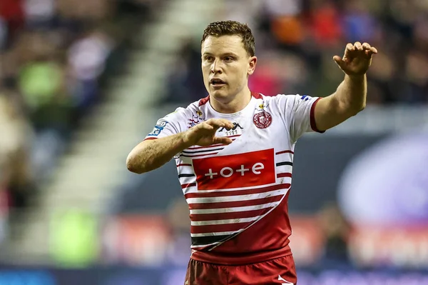 Jai Field of Wigan Warriors gives team mates instructions during the Betfred Super League match Wigan Warriors vs Hull FC at The Brick Community Stadium, Wigan, United Kingdom on 21 February 2026