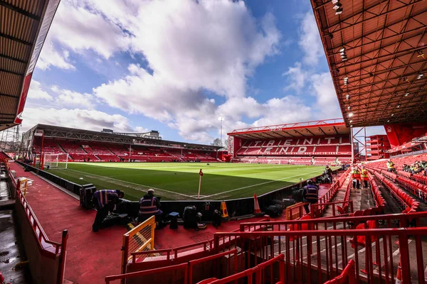 22 Şubat 2026 'da İngiltere' nin Nottingham City Ground kentinde oynanan Premier League karşılaşması öncesinde City Ground 'un genel görünümü Nottingham Forest' a karşı Liverpool 'dur.