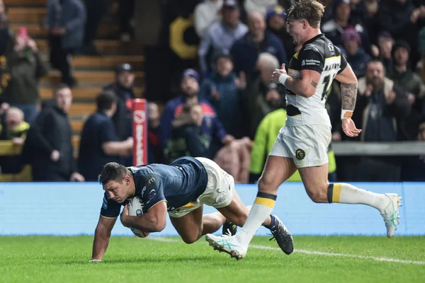 Ryan Hall of Leeds Rhinos goes over for a try during the Betfred Super League Round 2 match Leeds Rhinos vs York Knights at AMT Headingley Stadium, Leeds, United Kingdom on 20 February 2026