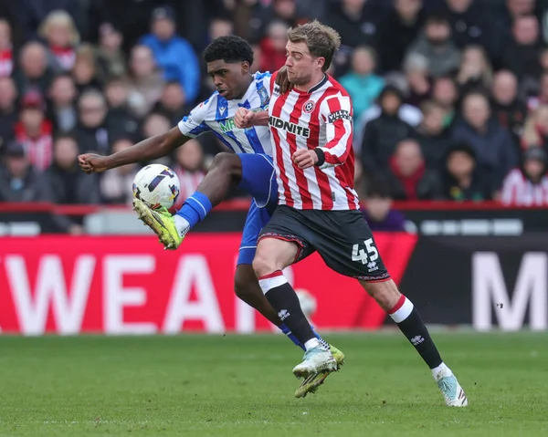 Sheffield Wednesday 'den Jaden Heskey ve Sheffield United' dan Patrick Bamford 22 Şubat 2026 'da İngiltere' nin Sheffield Lane şehrinde Çarşamba günü oynanan Sky Bet Şampiyonası maçında top için mücadele ettiler.
