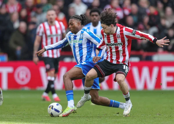 Sheffield Wednesday 'den Tayo Adaramola ve Sheffield United takımından Callum O' Hare 22 Şubat 2026 'da Sheffield Lane, İngiltere' de Çarşamba günü Sheffield United 'a karşı oynanan Gökyüzü İddia Şampiyonası karşılaşmasında top için mücadele ettiler.