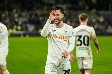 Swansea City 'den Liam Cullen 24 Şubat 2026' da İngiltere 'nin Swansea.com Stadyumu' nda oynanan Swansea City-Preston North End maçında gol atmasını kutluyor.