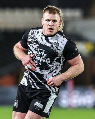 Hull FC 'den Brad Fash 27 Şubat 2026' da İngiltere 'nin Hull şehrindeki MKM Stadyumu' nda oynanan Betfred Süper Lig karşılaşmasında ısınma turunda Hull FC, York Knights 'a karşı.