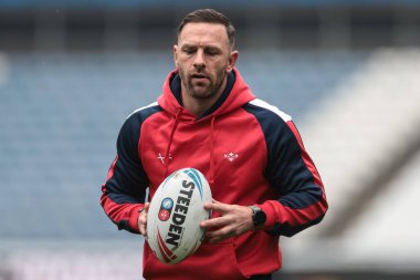 Luke Gale Hull KR, 8 Mart 2026 'da İngiltere' nin başkenti Huddersfield 'da oynanan Betfred Süper Lig 4. Maçı' nda antrenör yardımcısı Huddersfield Giants 'a karşı Hull KR maçında ısındı.