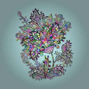 İlginç taç yapraklarıyla çiçek renkli karalamalar çiziyor. Çiçek..