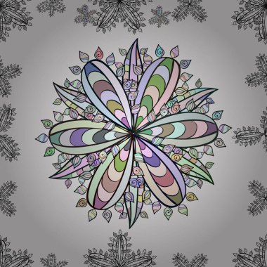 Beyaz arka planda kusursuz çiçek desenleri var. Çizimler.