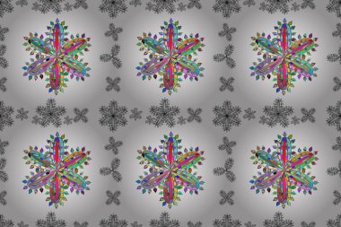 Beyaz arka planda renksiz çiçek deseni. Karalama yaprağı çiçekleri. Çerçeve deseni. Işık. PANO DESIGN. resimleme.