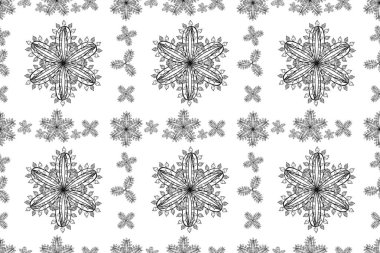 Beyaz arka planda renksiz çiçek deseni. Karalama yaprağı çiçekleri. Çerçeve deseni. Işık. PANO DESIGN. resimleme.