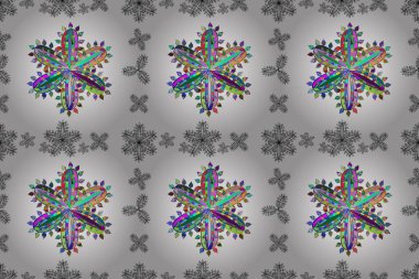 Beyaz arka planda renksiz çiçek deseni. Karalama yaprağı çiçekleri. Çerçeve deseni. Işık. PANO DESIGN. resimleme.