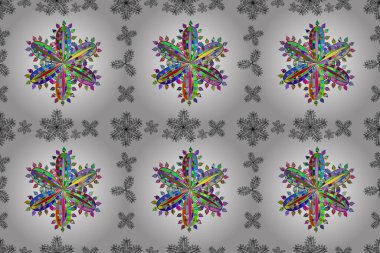 Beyaz arka planda renksiz çiçek deseni. Karalama yaprağı çiçekleri. Çerçeve deseni. Işık. PANO DESIGN. resimleme.