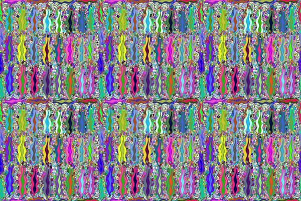 Bezproblemowy Wzór Bazgrołów Kolorowym Tłem Pano Iluzja Mieszane Paski Rastrowe — Zdjęcie stockowe