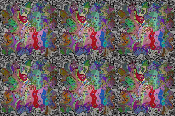 Bezproblemowy Abstrakcyjny Kolorowy Wzór Bazgroły Ciekawe Słodkie Tło Ładny Kreatywny — Zdjęcie stockowe