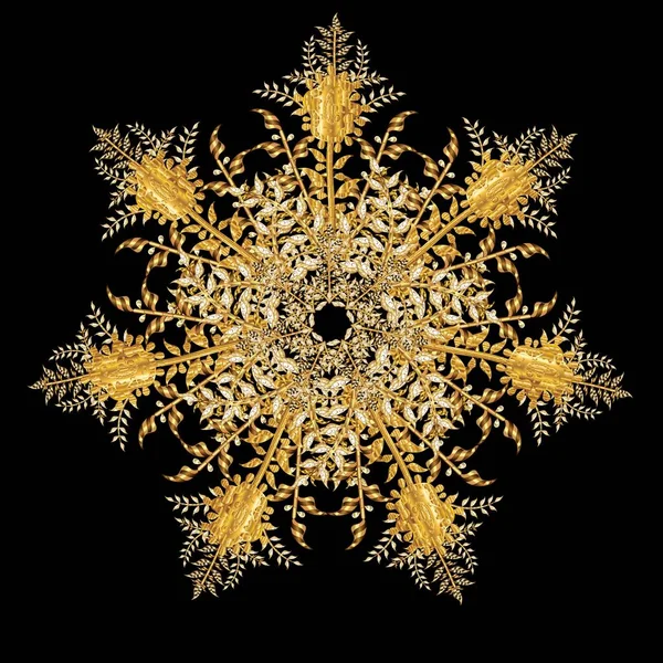 Floco Neve Com Folhas Douradas Elementos Vintage Sobre Fundo Colorido —  Vetores de Stock