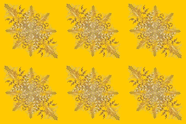 Snowflake Golden Leaves Vintage Elements Colorful Background Branch New Year — Stock Photo, Image