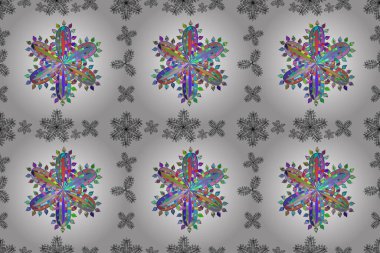 Beyaz arka planda renksiz çiçek deseni. Karalama yaprağı çiçekleri. Çerçeve deseni. Işık. PANO DESIGN. resimleme.