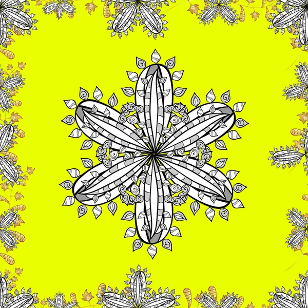 Бесшовный Цветочный Узор Остроумные Белые Каракули Цветок Красочном Фоне — стоковый вектор