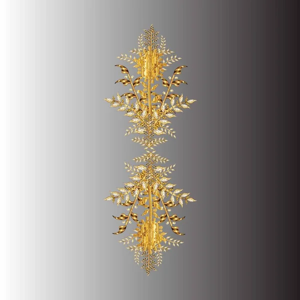 Sneeuwvlok Met Gouden Bladeren Vintage Elementen Kleurrijke Achtergrond Branch Nieuwjaarsimbol — Stockvector