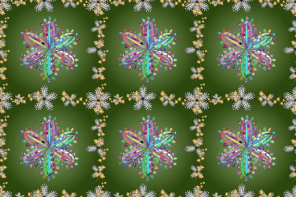 Seamless Floral Pattern Witt White Doodles Flower Colorful Background Pano — Stock Photo, Image