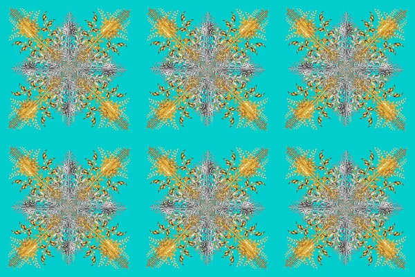 snowflake with silver and gray vintage elements. Vintage. Leaves. Pattern. Branch. Christmas. Pano picture. Flat design of snowflakes isolated on colorful background. Snowflake ornamental pattern.