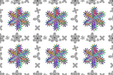 Beyaz arka planda renksiz çiçek deseni. Karalama yaprağı çiçekleri. Çerçeve deseni. Işık. PANO DESIGN. resimleme.