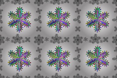 Beyaz arkaplanda pürüzsüz renkli çiçek deseni.