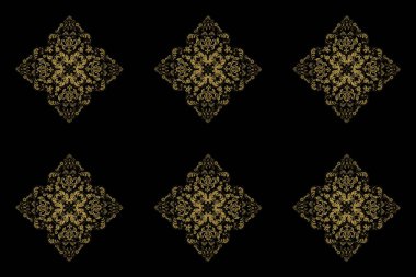 Siyah zemin üzerinde altın elementlerle kusursuz raster pano