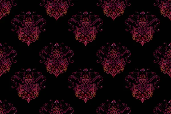 Ταπετσαρία Χωρίς Ραφή Κλασικό Μοτίβο Σούπερ Φόντο Σκούρο Ροζ Και — Φωτογραφία Αρχείου