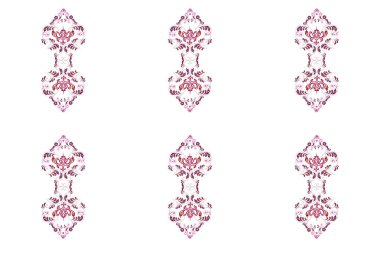 Beyaz arka planda kırmızı ve pembe eski elementlerle kusursuz bir desen. Pano illüstrasyonu. Raster..