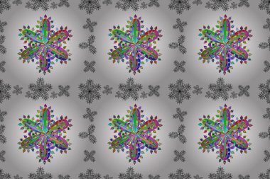 Beyaz arka planda renksiz çiçek deseni. Karalama yaprağı çiçekleri. Çerçeve deseni. Işık. PANO DESIGN. resimleme.