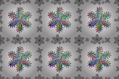 Beyaz arka planda renksiz çiçek deseni. Karalama yaprağı çiçekleri. Çerçeve deseni. Işık. PANO DESIGN. resimleme.