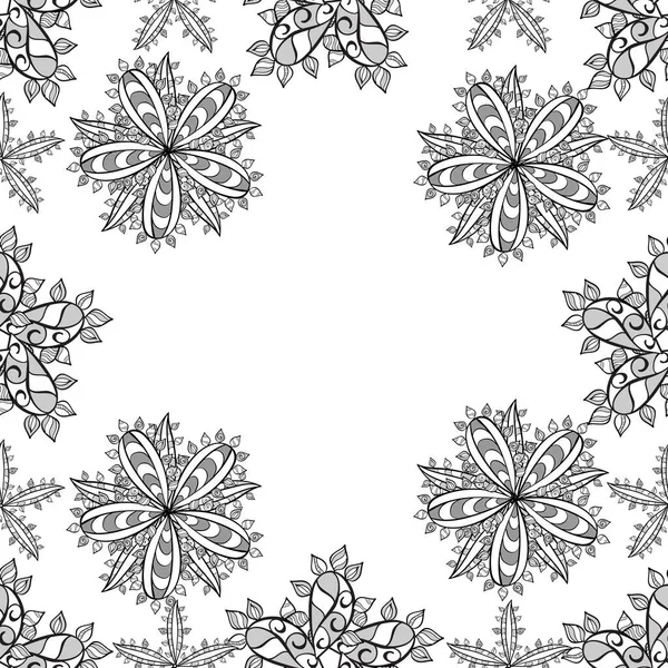 Seamless Pattern Doodles Petals Flowers White Background Raster Illustration — Stock Photo, Image