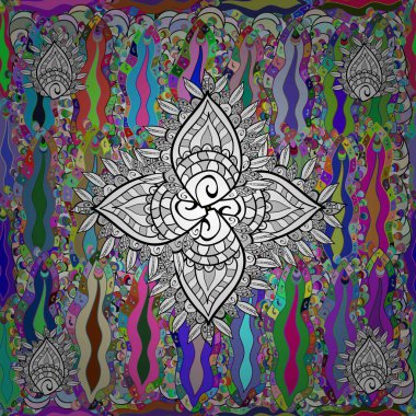 Kusursuz karalamalar Coloful karalamalar karışık desenler. İlginç bir tasarım tarzı. Vektör illüstrasyonu.